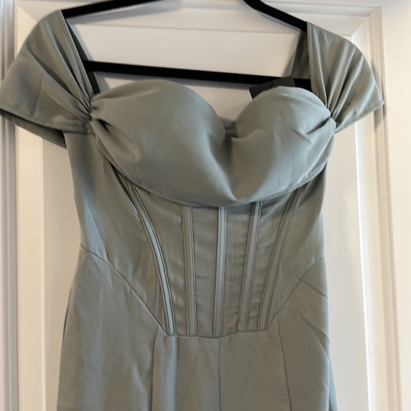 Pretty Little Thing Floor Length Dress in Sage Green - Picture 2 of 4